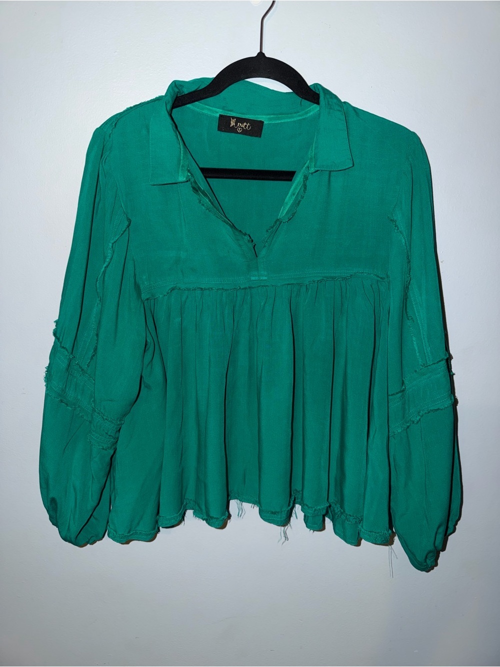Merrit Teal Green Peasant Blouse